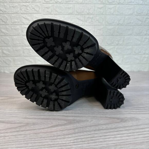 Guess Keaton Embers Loafer Heels WMNS 8.5 Brown Patent Leather Platform Slip On - Picture 5 of 9